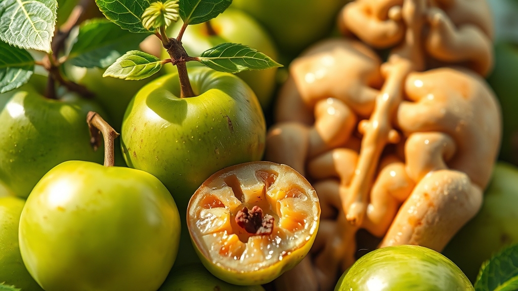 매실, 장 건강 & 피부 미용에도 효과? (realistic 스타일)