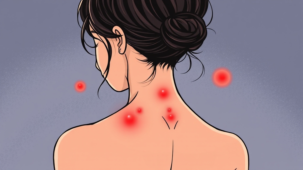 콜린성 두드러기 증상 및 특징 (illustration 스타일)