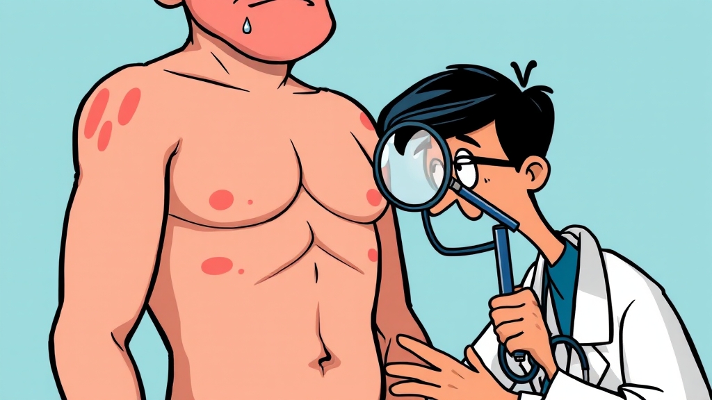 콜린성 두드러기 진단 방법 (cartoon 스타일)