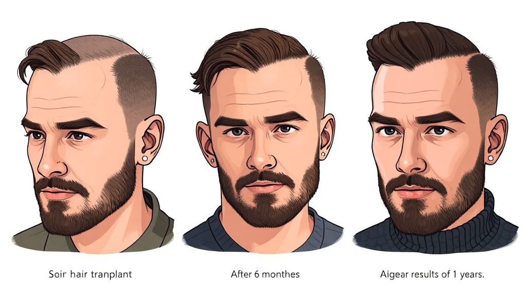 모발이식 결과, 현실적인 기대와 만족 (illustration 스타일)