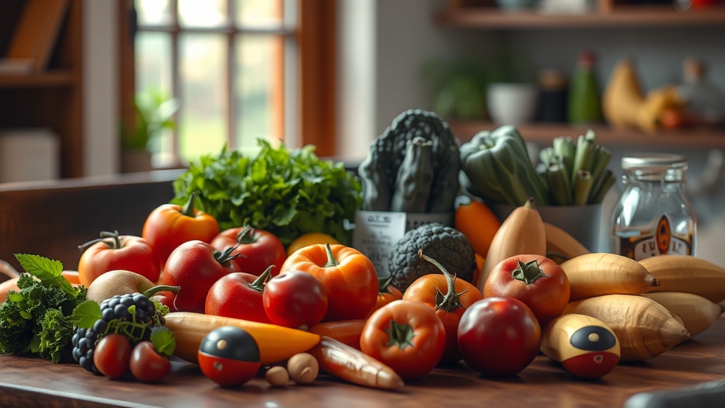 혈압 조절에 좋은 과일과 채소 (realistic 스타일)