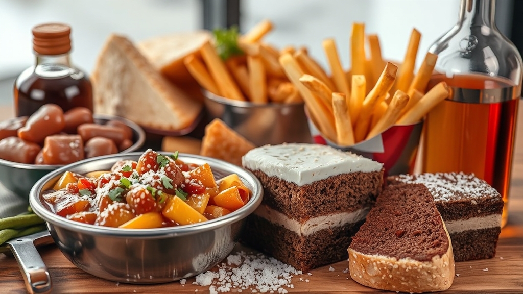 고혈압 악화시키는 식품 (realistic 스타일)