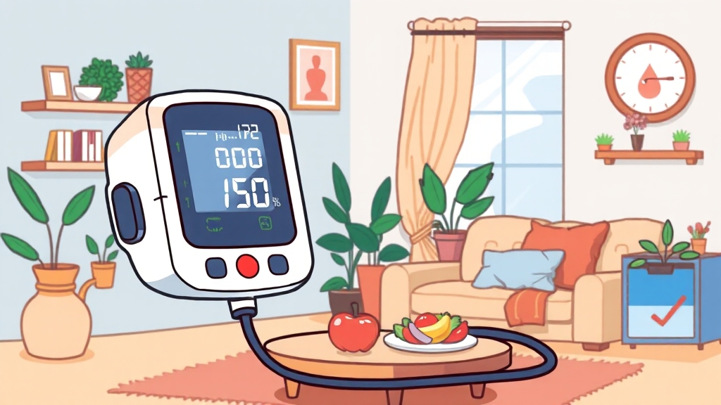 가정 혈압 측정 기록 및 관리 (cartoon 스타일)