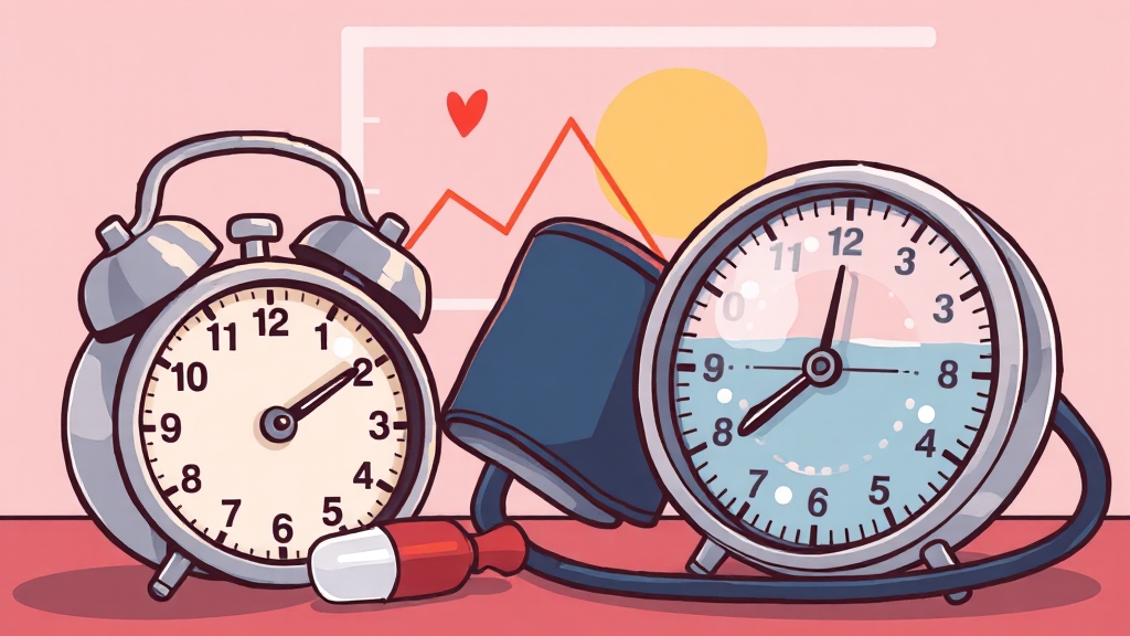 혈압약 복용 A to Z: 종류, 시간, 부작용, 중단 시 주의사항 완벽 가이드 4 혈압약 복용 시간의 중요성 (cartoon 스타일)