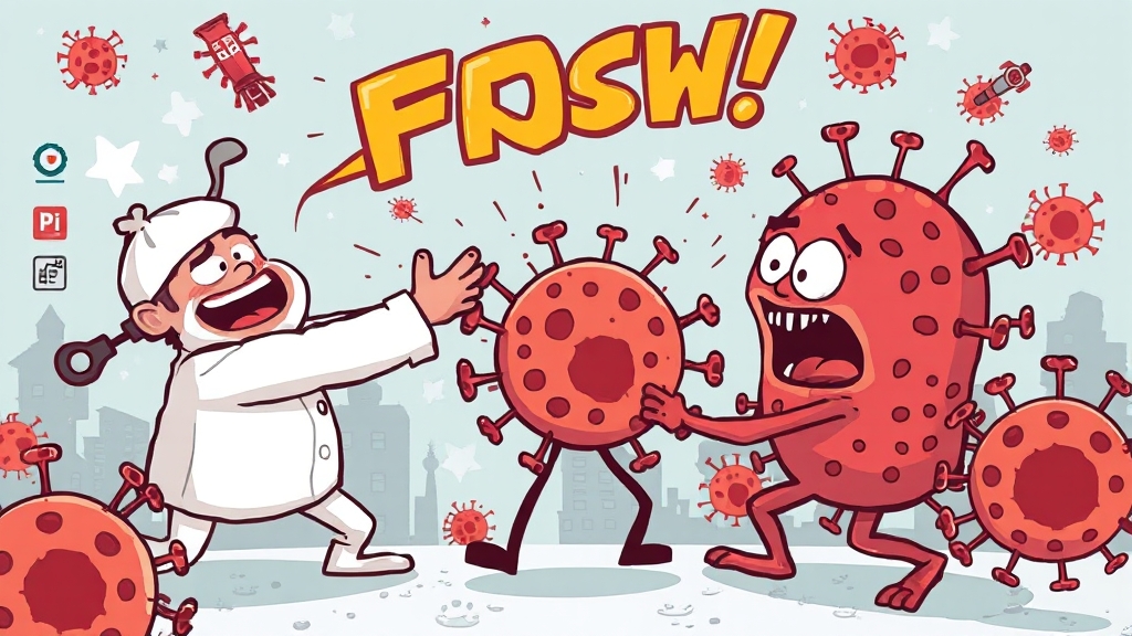 독감 vs 코로나19: 증상 비교, 진단, 치료, 예방 A to Z 3 주요 증상 비교 (cartoon 스타일)