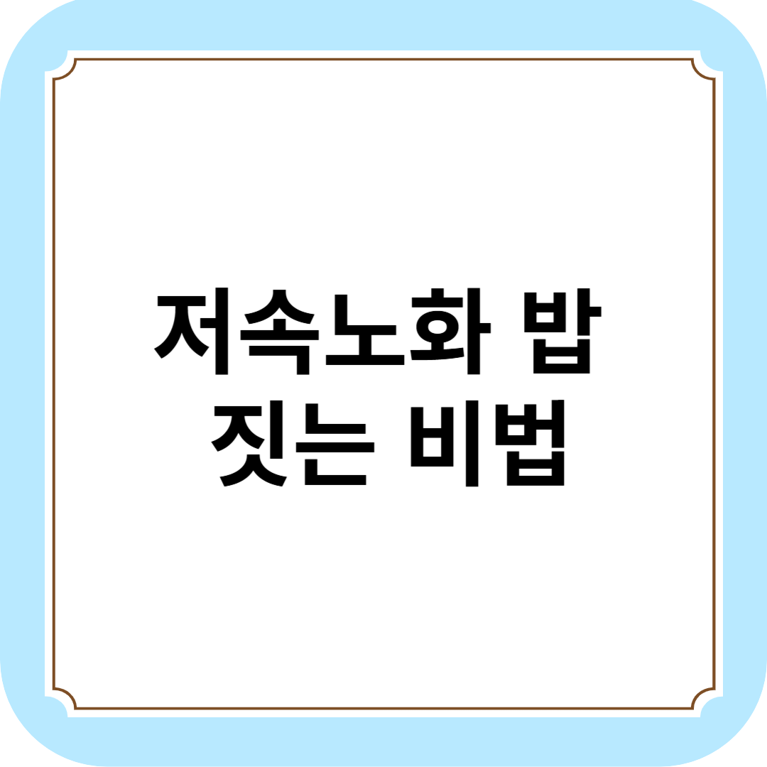 저속노화 밥 레시피